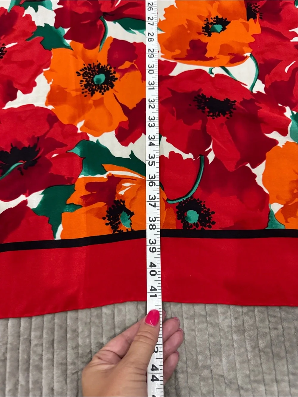Bill Blass Red and Orange Floral Oversized Silk Scarf